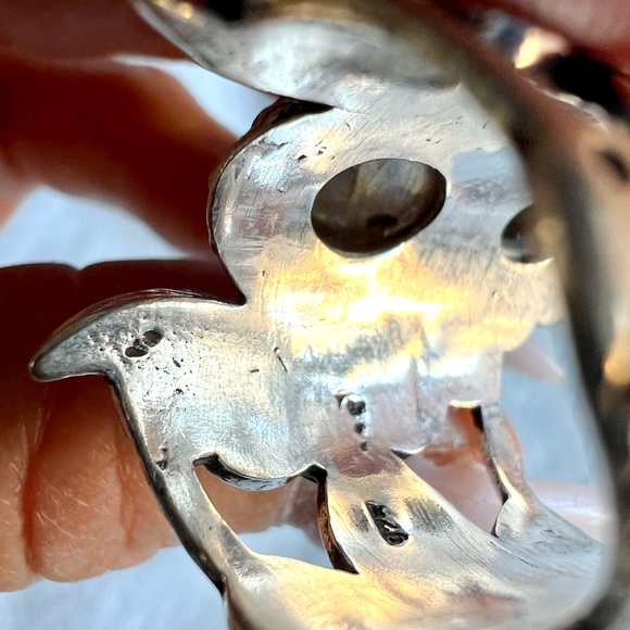 925 Flash Labradorite GODDESS ANGEL WING Ring 9 or 11 - Picture 8 of 13